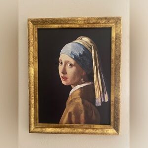 Girl with a Pearl Earring Art Print with Gold Frame